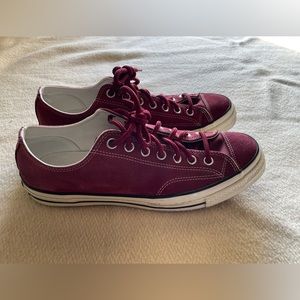 Chuck Taylors 70s. Red Suede. Worn well.